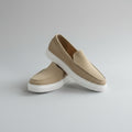 Mocassins sports en cuir daim biege - Ref 021