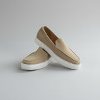 Mocassins sports en cuir daim biege - Ref 021