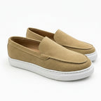Mocassins sports en cuir daim biege - Ref 021