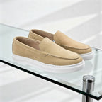 Mocassins sports en cuir daim biege - Ref 021