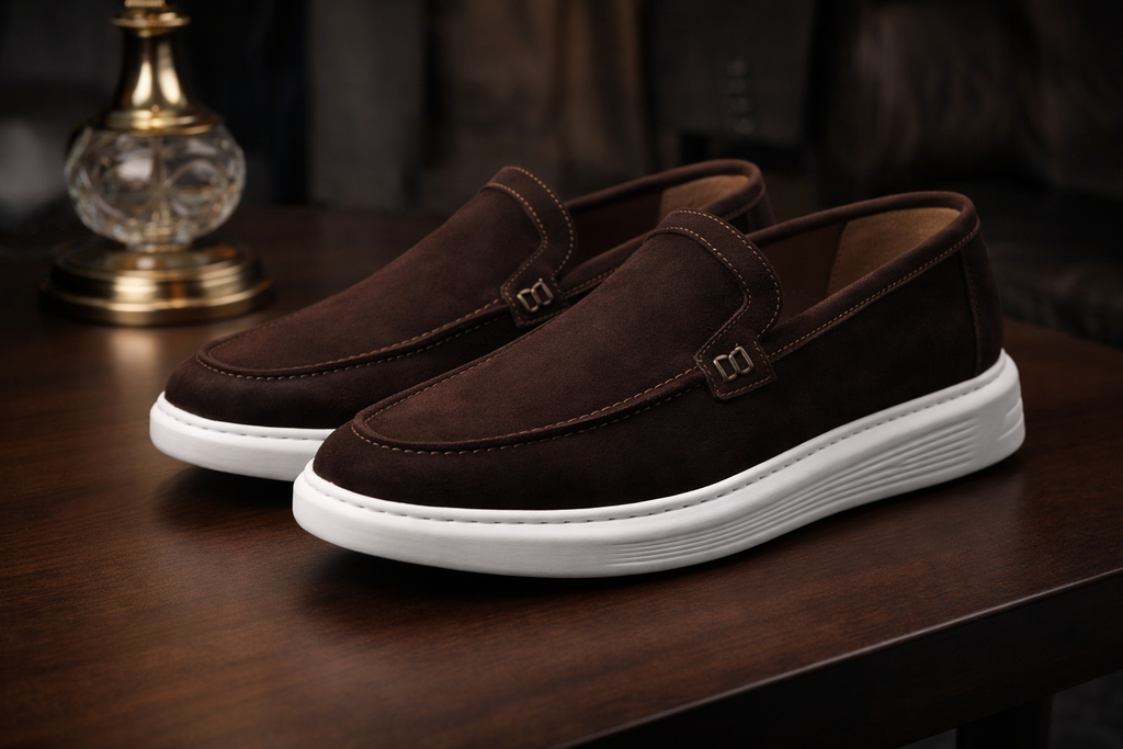 Mocassins sports en cuir daim Noir- Ref 022