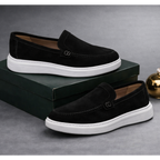 Mocassins sports en cuir daim Noir- Ref 022