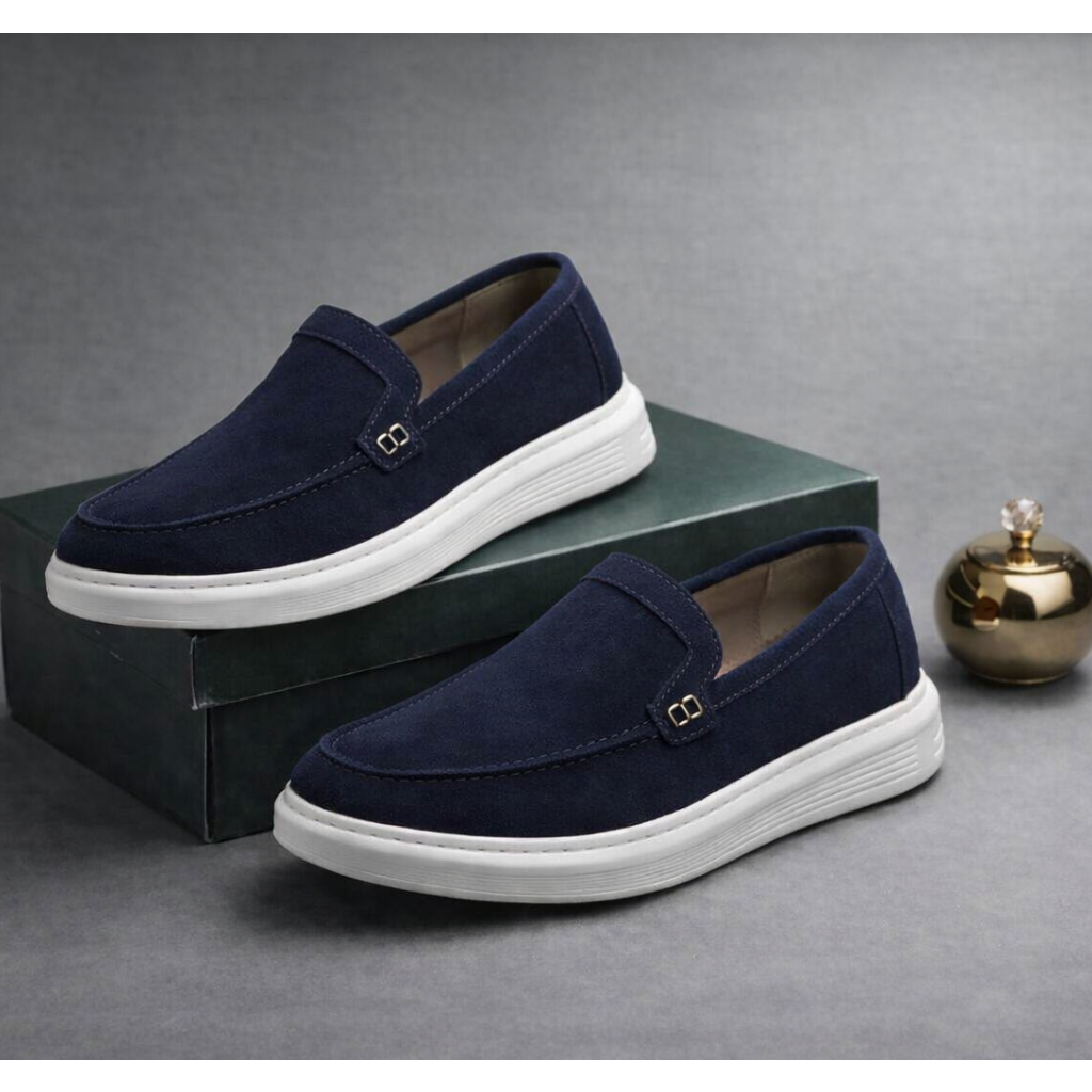 Mocassins sports en cuir daim Noir- Ref 022