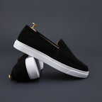 Mocassins sports en cuir daim Noir- Ref 021