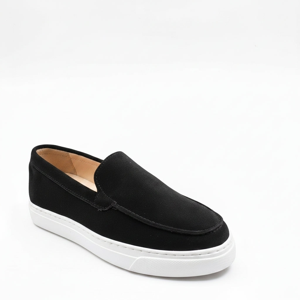 Mocassins sports en cuir daim Noir- Ref 021